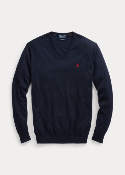 Polo Ralph Lauren Cotton V-Neck Striktrøje Herre Danmark (HCAGB4951)